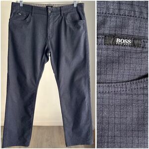 Boss Hugo Boss Blue Textured Stretch Pants Size 36x34 Inseam 29”